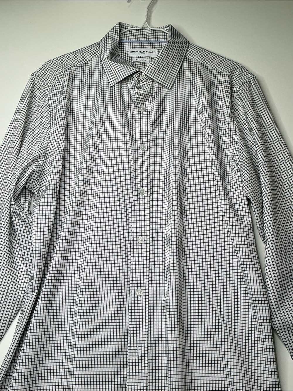 Christian Aujard Shirt Mens Large Black Check Long Sleeve Button Up Dress Casual